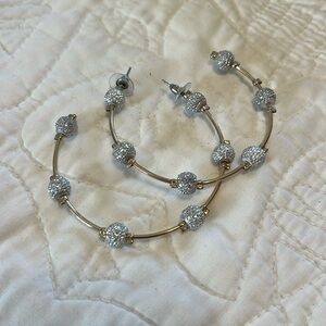 Gold Silver Ball Hoop Earrings